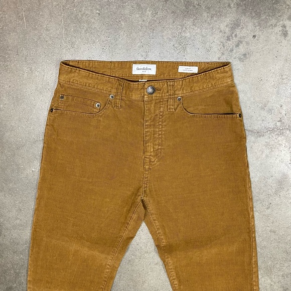 Goodfellow Brown Corduroy Pants Slim Fit 30x32 Preppy Casual - Picture 2 of 8